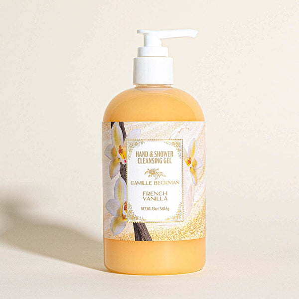 Hand and Shower Cleansing Gel 13oz French Vanilla (6/case) Pump Soap Camille Beckman 