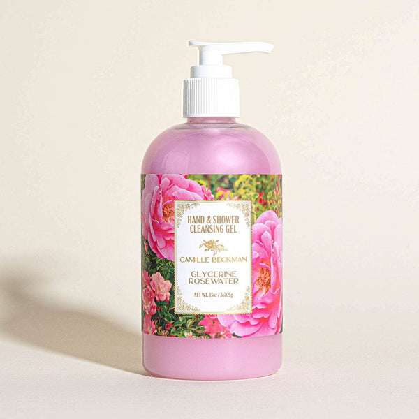 Hand and Shower Cleansing Gel 13oz Glycerine Rosewater (6/case) Pump Soap Camille Beckman 
