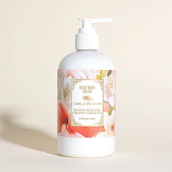 Silky Body Cream 13oz White Peach & Creamy Gardenia (6/case) Body Cream Camille Beckman Wholesale 