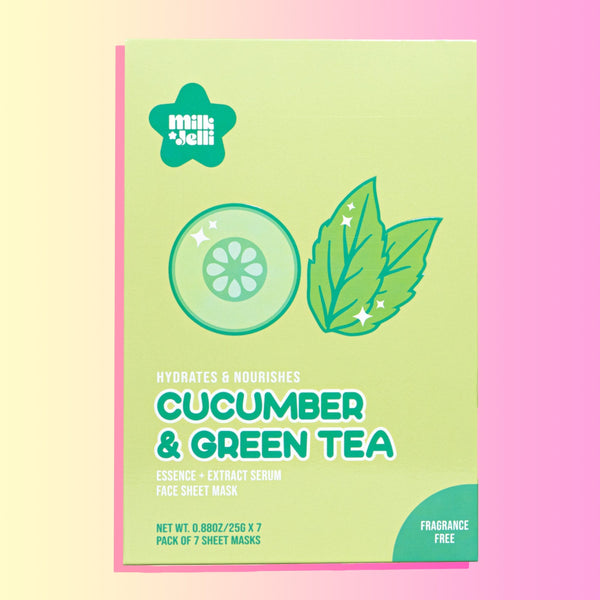 Milk Jelli Cucumber + Green Tea Face Mask (7/Box) Camille Beckman Wholesale 