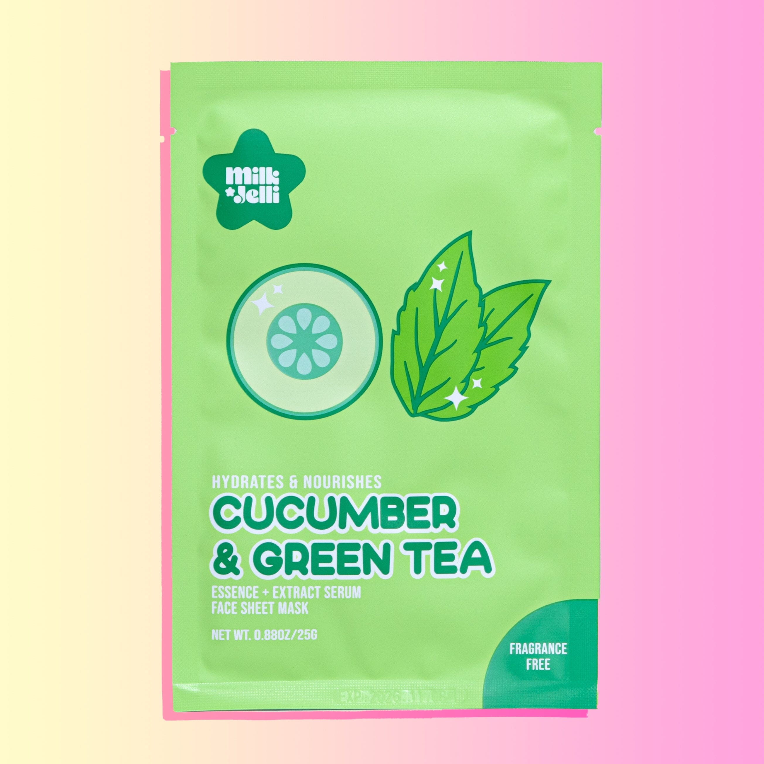 Milk Jelli Cucumber + Green Tea Face Mask (7/Box) Camille Beckman Wholesale 