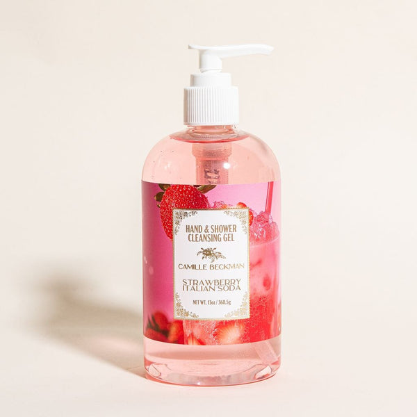 Hand and Shower Cleansing Gel 13oz Strawberry Italian Soda (6/case) Camille Beckman Wholesale 