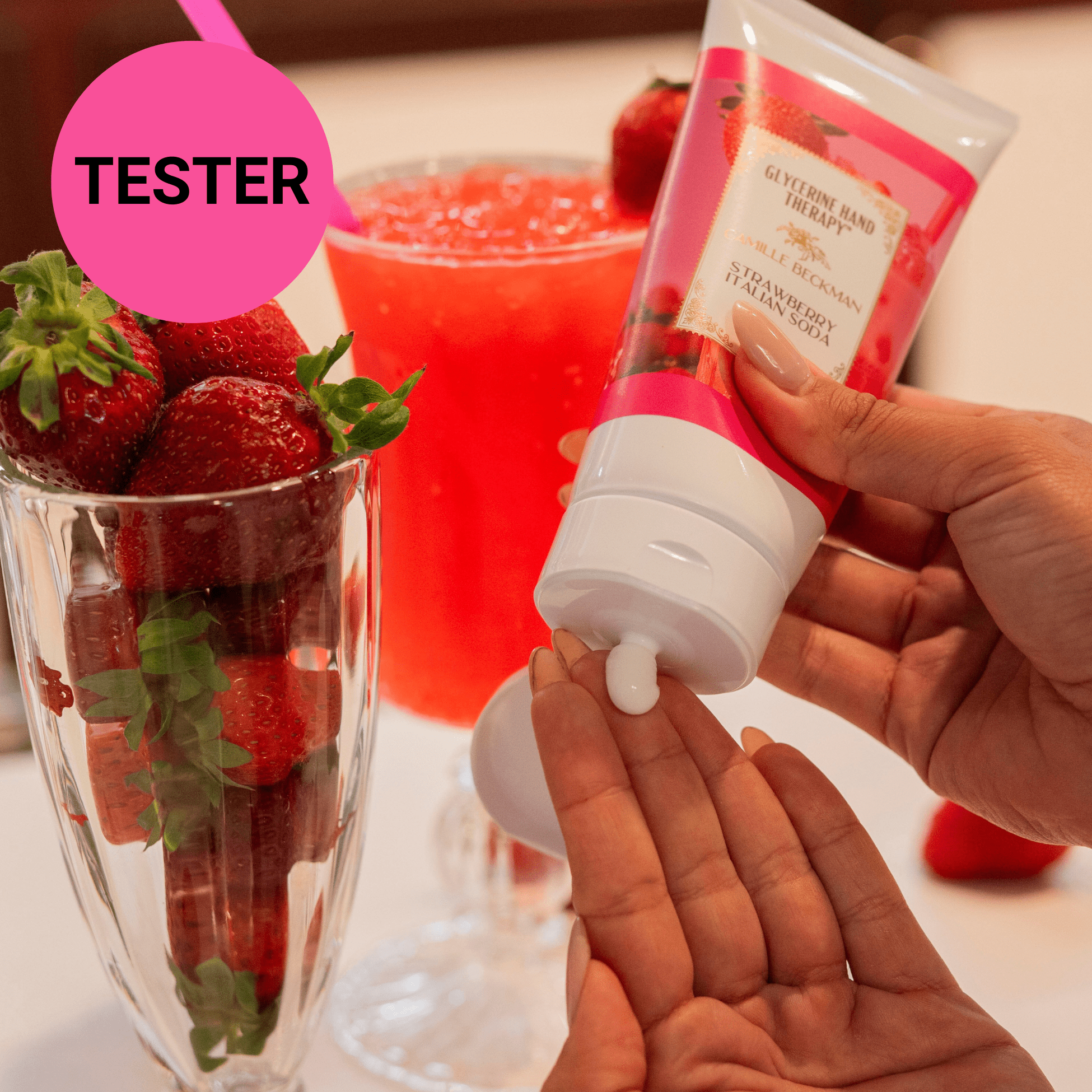 Glycerine Hand Therapy 6oz Strawberry Italian Soda (Tester) Camille Beckman Wholesale 