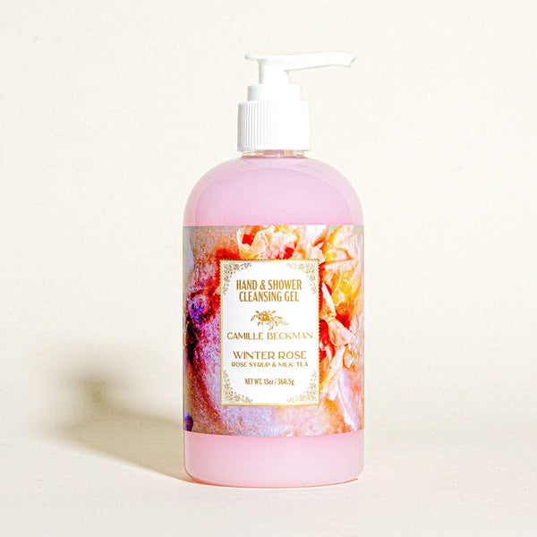 Hand and Shower Cleansing Gel 13oz Winter Rose (6/case) Pump Soap Camille Beckman 