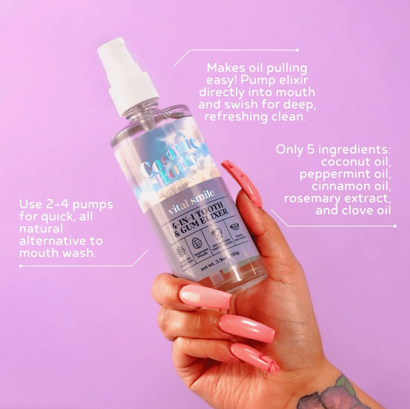 Cosmic Body Vital Smile Tooth & Gum Elixir 3.9oz Tester Cosmic Body Camille Beckman Wholesale 