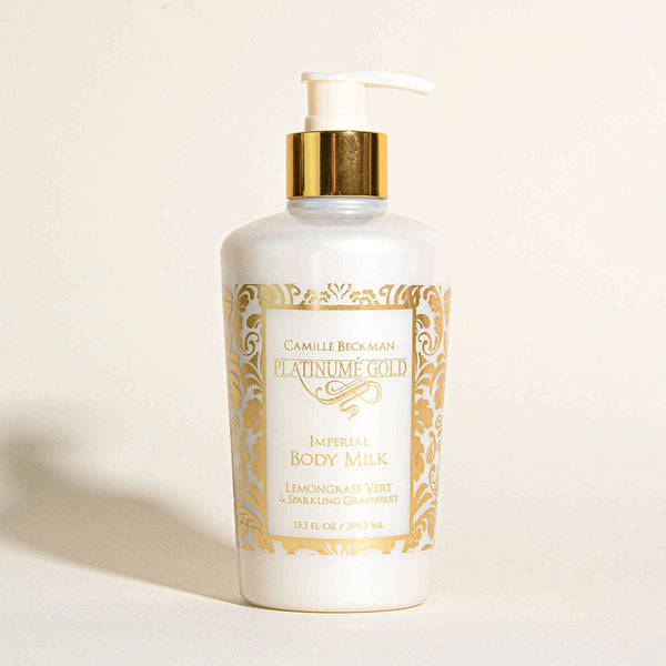 Silky Body Cream Body Milk Platinume Gold 13oz (6/case) Body Cream Camille Beckman 