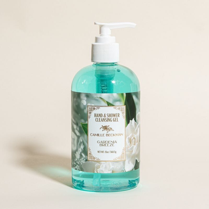 Hand and Shower Cleansing Gel 13oz Gardenia Breeze Pump Soap Camille Beckman 